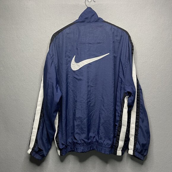 Vintage 90s Nike Blue & White Windbreaker Jacket XL Lightweight - Picture 8 of 9